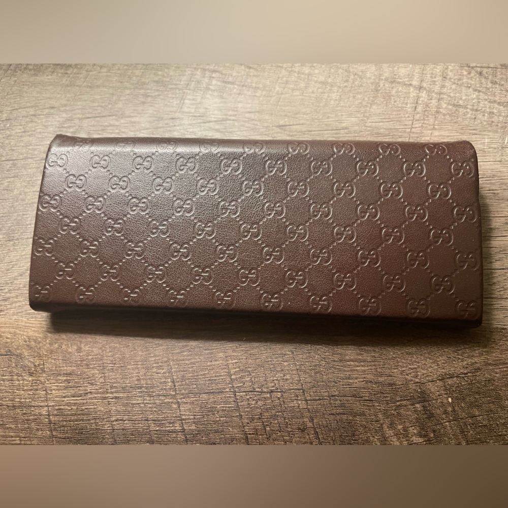 GUCCI foldable brown eyeglass case NWOT - Picture 3 of 6